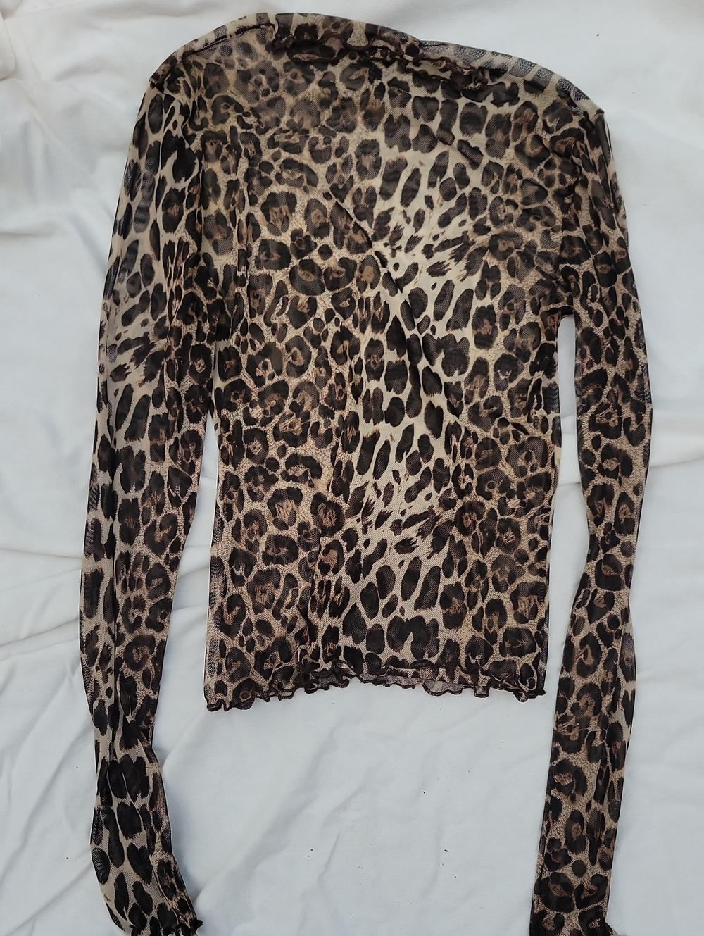 Forever 21 Leopard Print Long Sleeve Mesh Top - Brown Size S